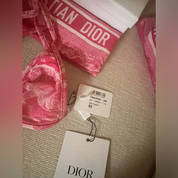 RARE DIORIVIERA BIKINI 
Bright Pink with Toile de Jouy Sauvage Motif BRAND NEW - Picture 12 of 13